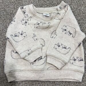 Adorable Beige Bear Print Kids Sweatshirt
